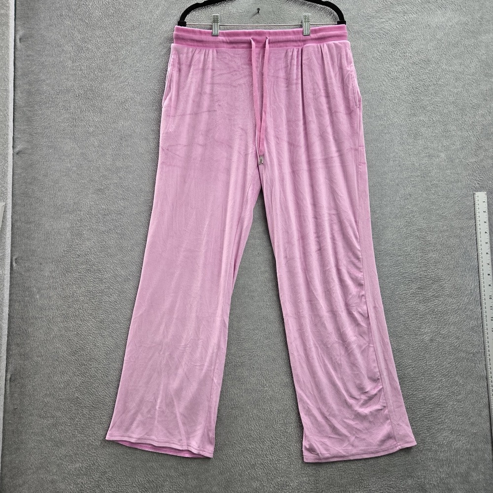 Juicy Couture Women Sleepwear XL Pink Lounge Pants Rhinestones Velour Y2K